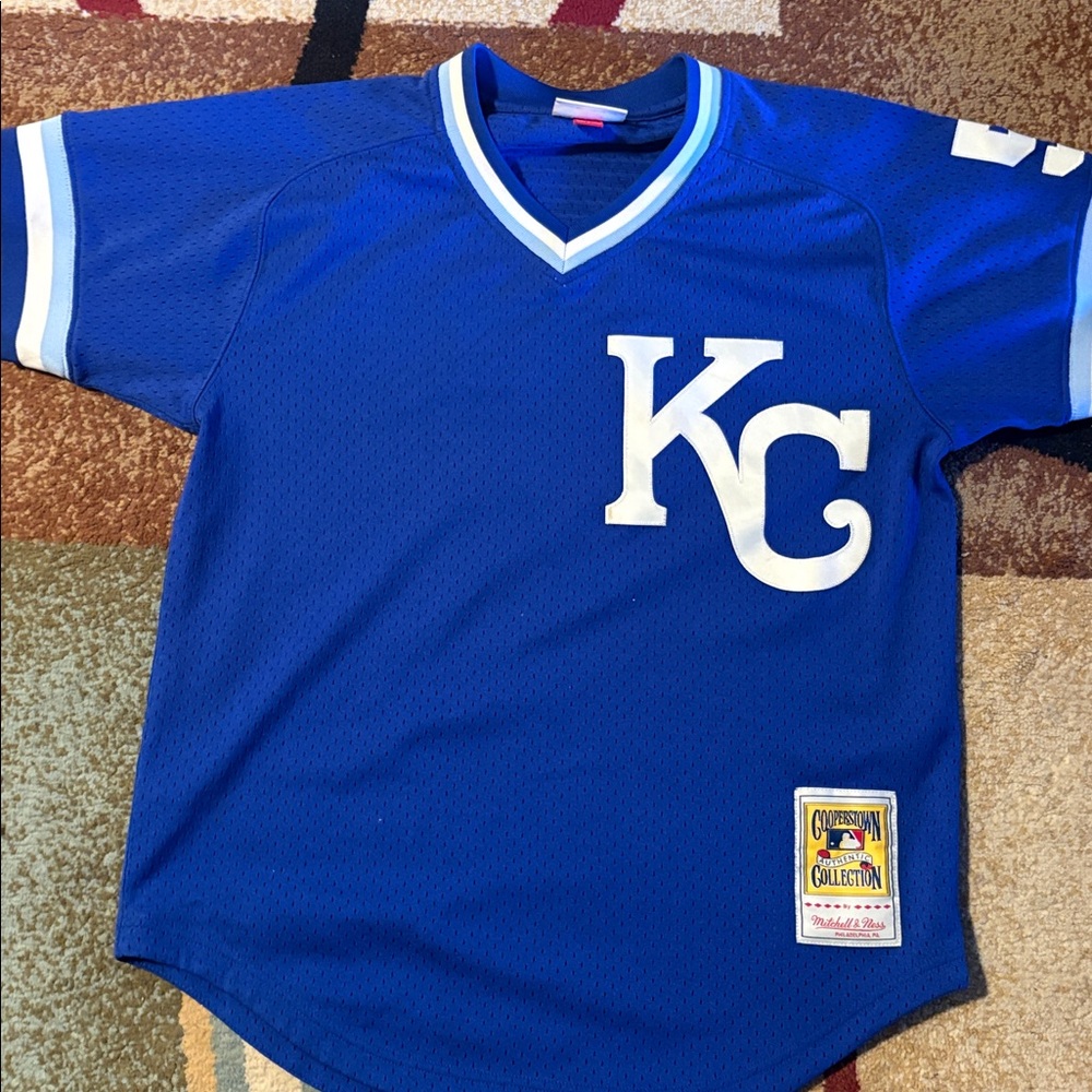 Blue KC Baseball Jersey- Mitchell and Ness Medium George Brett 1989 Jersey
